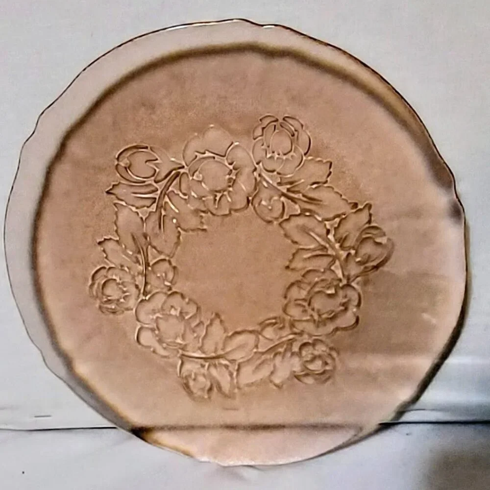 Vintage Arcoroc France Rosaline Pink Depression Glass Plate 10